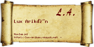 Lux Arikán névjegykártya